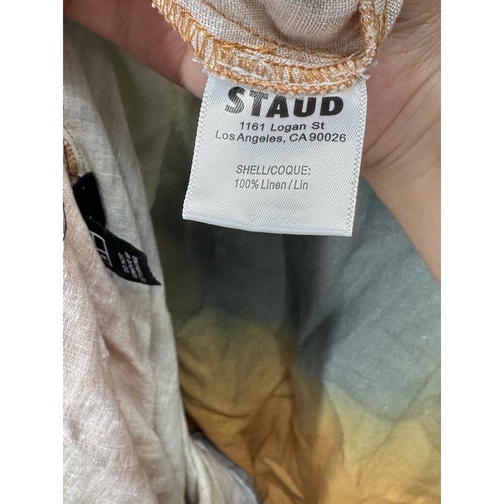 Staud Multicolored Laura Linen Dress Size M with Hole and Fabric Pull - Picture 10 of 12